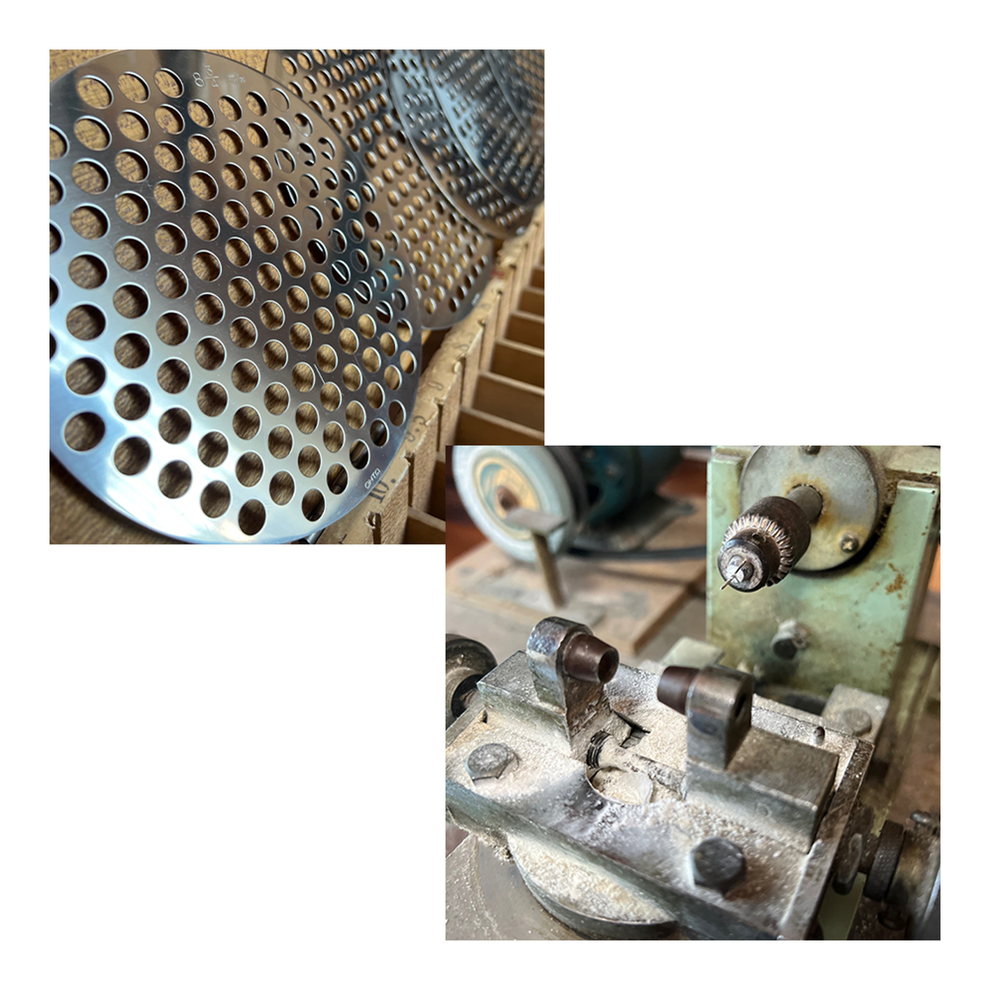真珠の仕分け器と穴あけ機